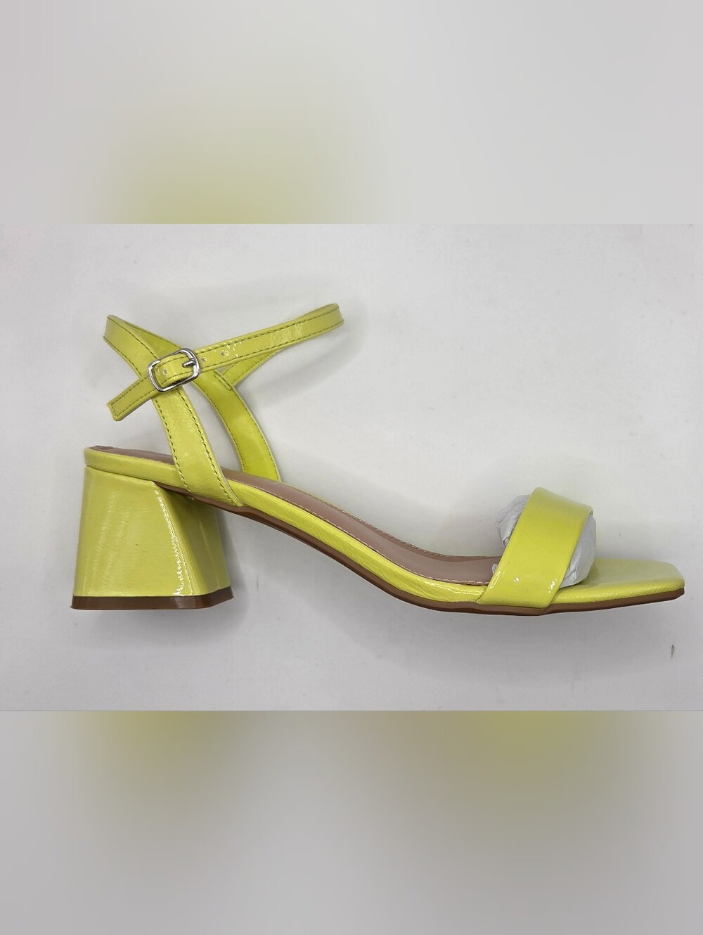 Madden Girk Bright Yellow Patent Low Block Heel Sandals - Women Size 8.5